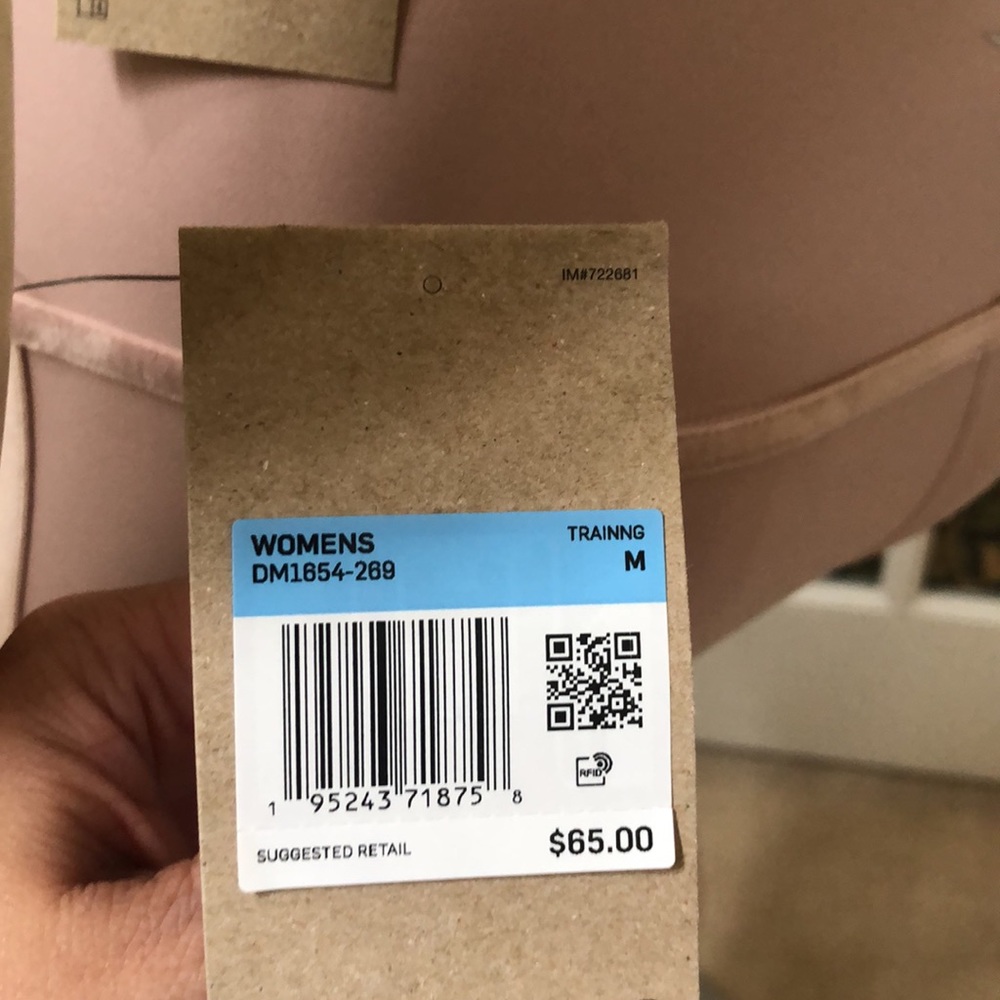 Nike Yoga womens M tight compression leggings Dusty Rose Pink w velvet trim. - Picture 9 of 10